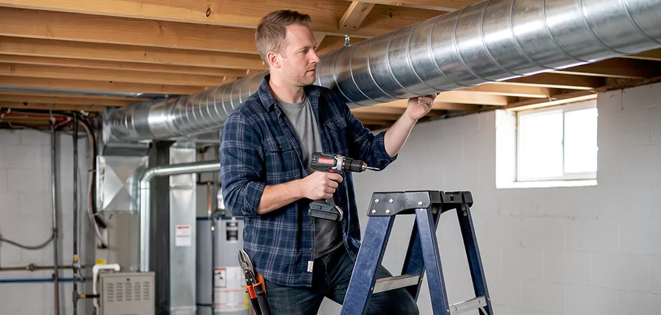 Exposed Spiral Ductwork in West New York