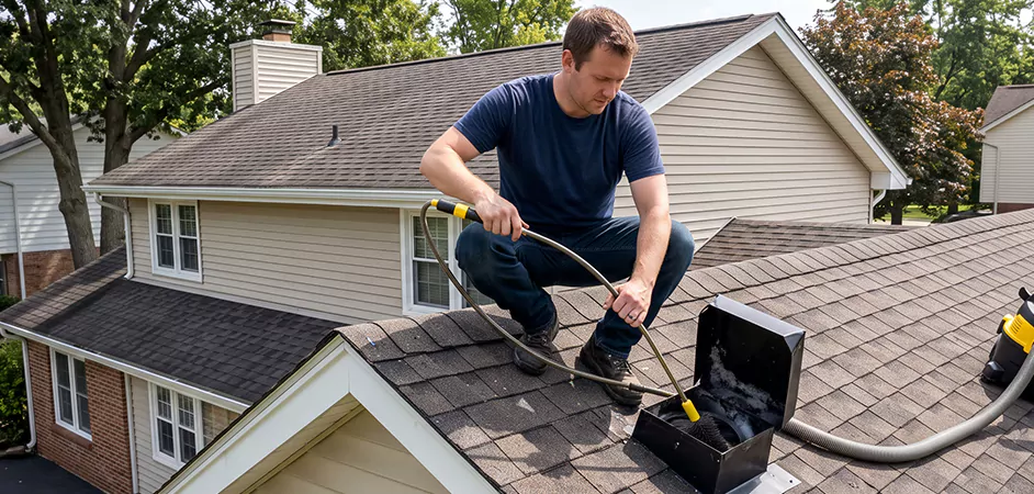 Multi-Story Roof Dryer Vent Cleaning in West New York